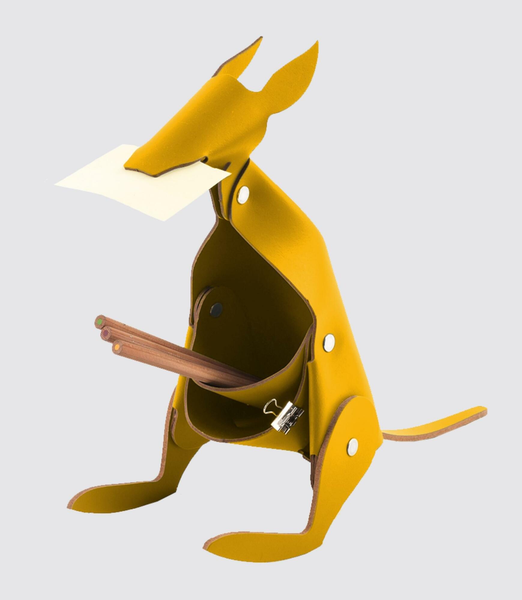 Känguru Schreibtischhelfer aus 100% Recyceltem Leder Gelb 1
