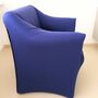 Ess Sessel mit Rollen Baumwolle Holz Blau 1