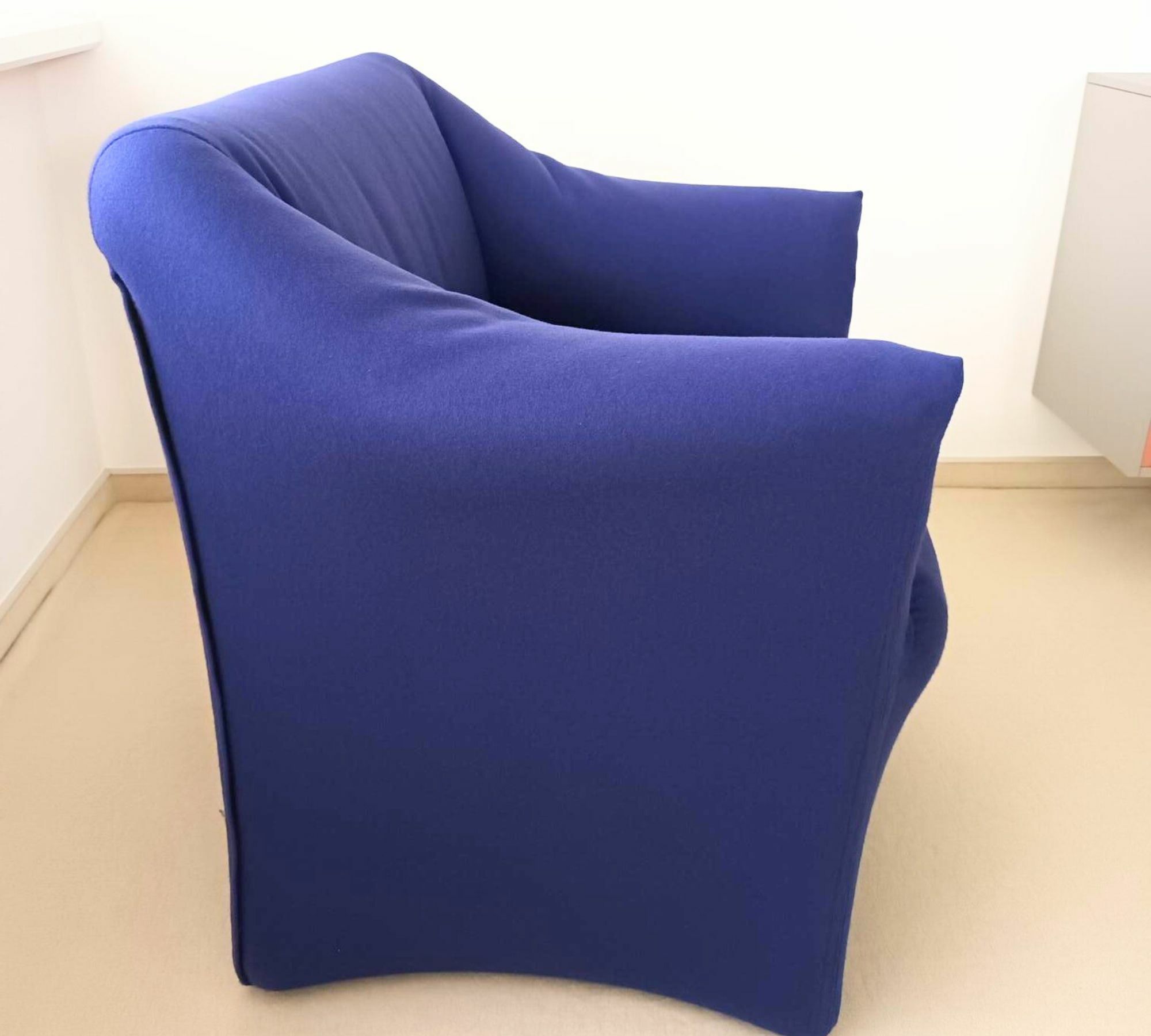 Ess Sessel mit Rollen Baumwolle Holz Blau 1