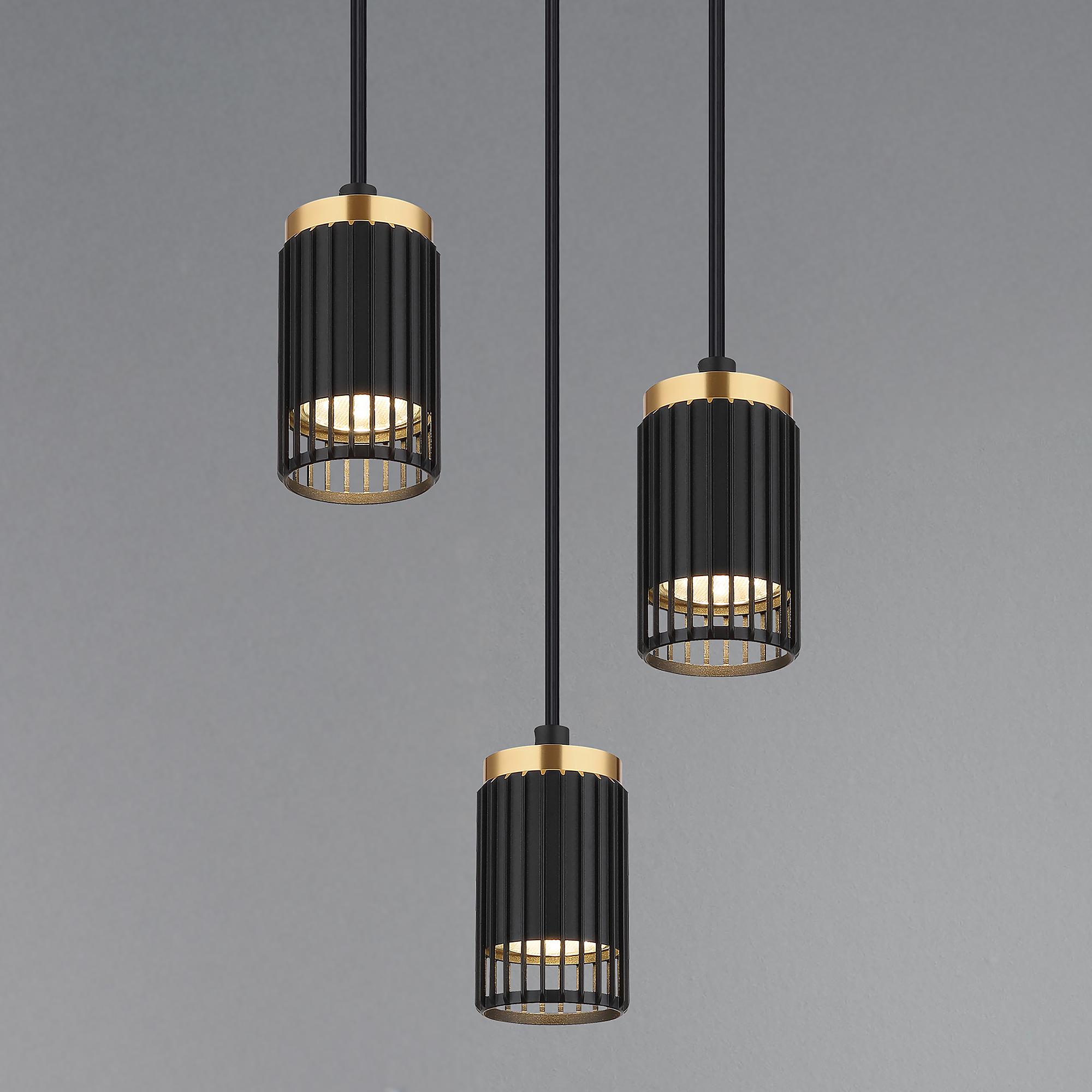 Pendelleuchte Korben Typ A Eisen 3-flammig Schwarz 1