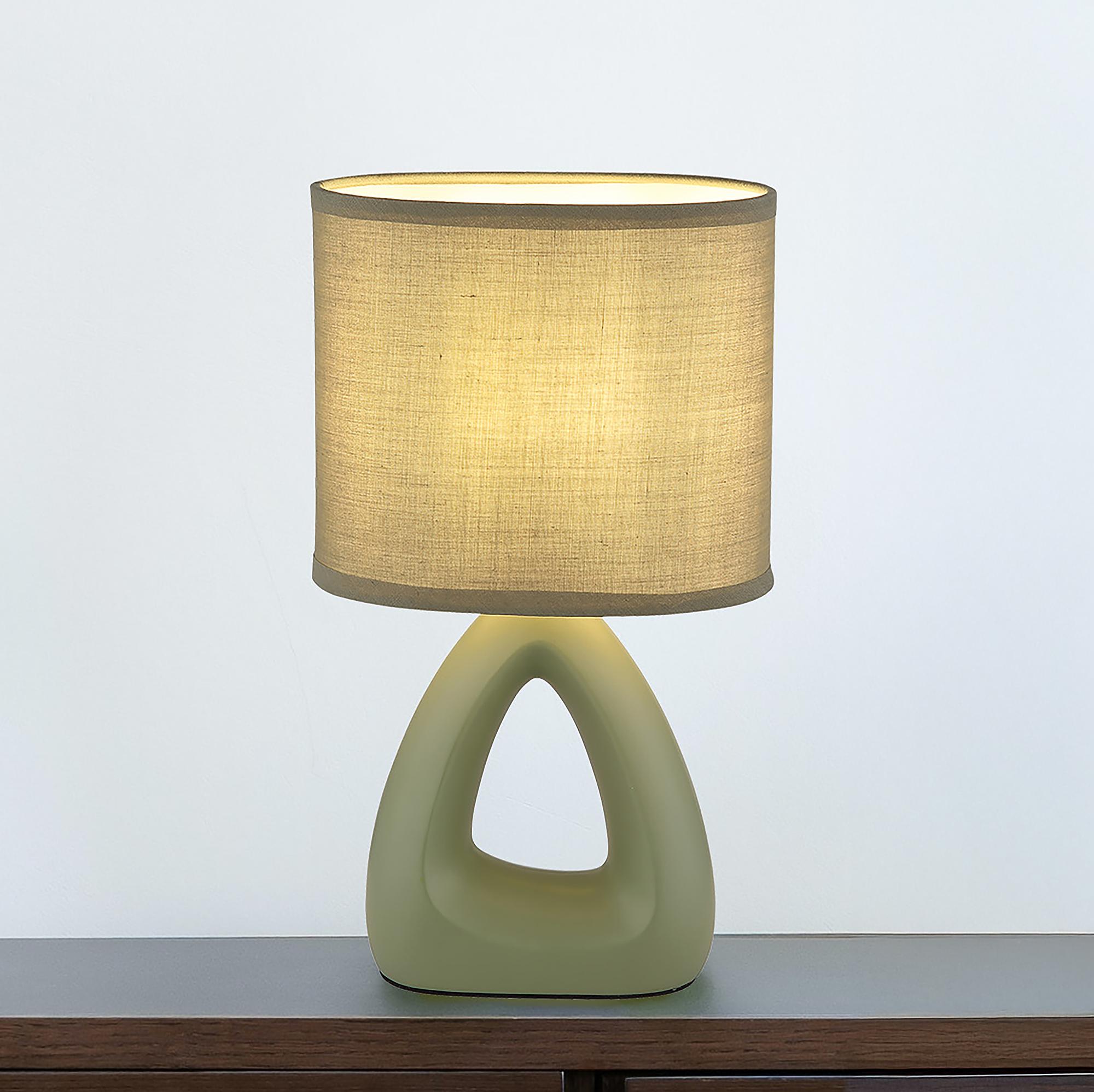 Triangle Tischleuchte  1-flammig Strukturstoff Steingut Grün 1