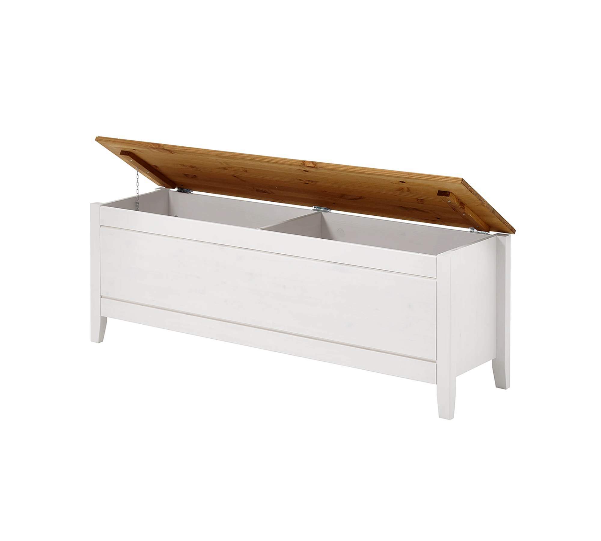 Wäschesammler Massivholz Weiß Braun 2