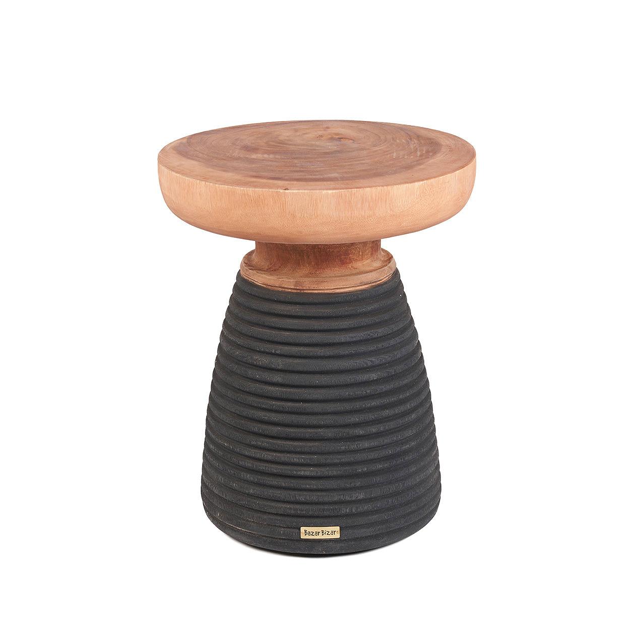 The side table End Black Natural ø40cm 0