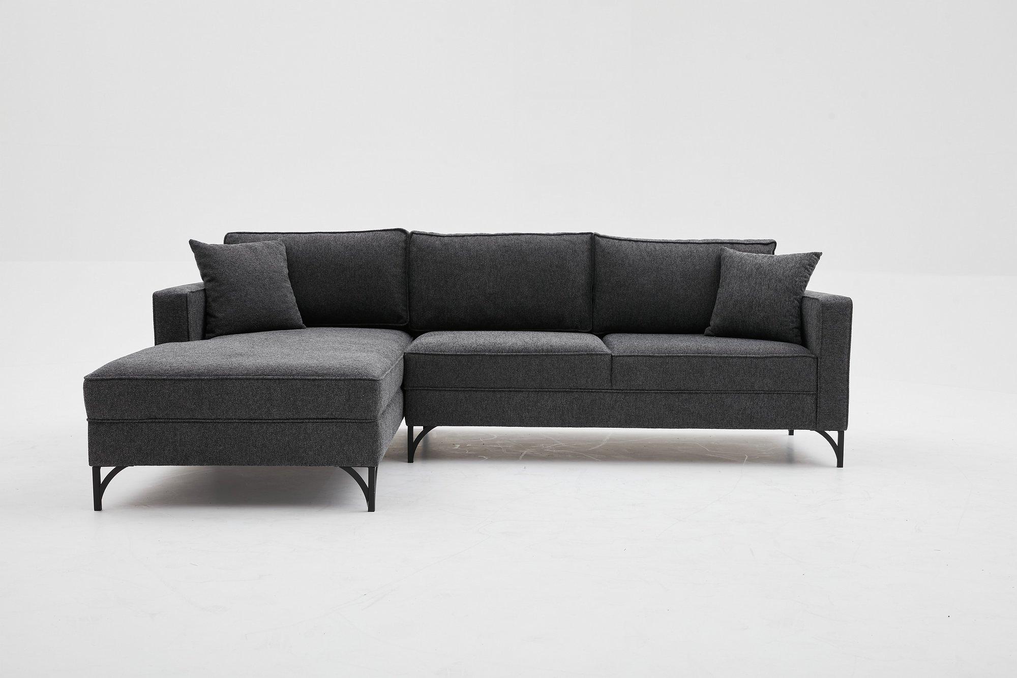 Lima Sofa Récamiere Links Anthrazit mit schwarzen Beinen 6