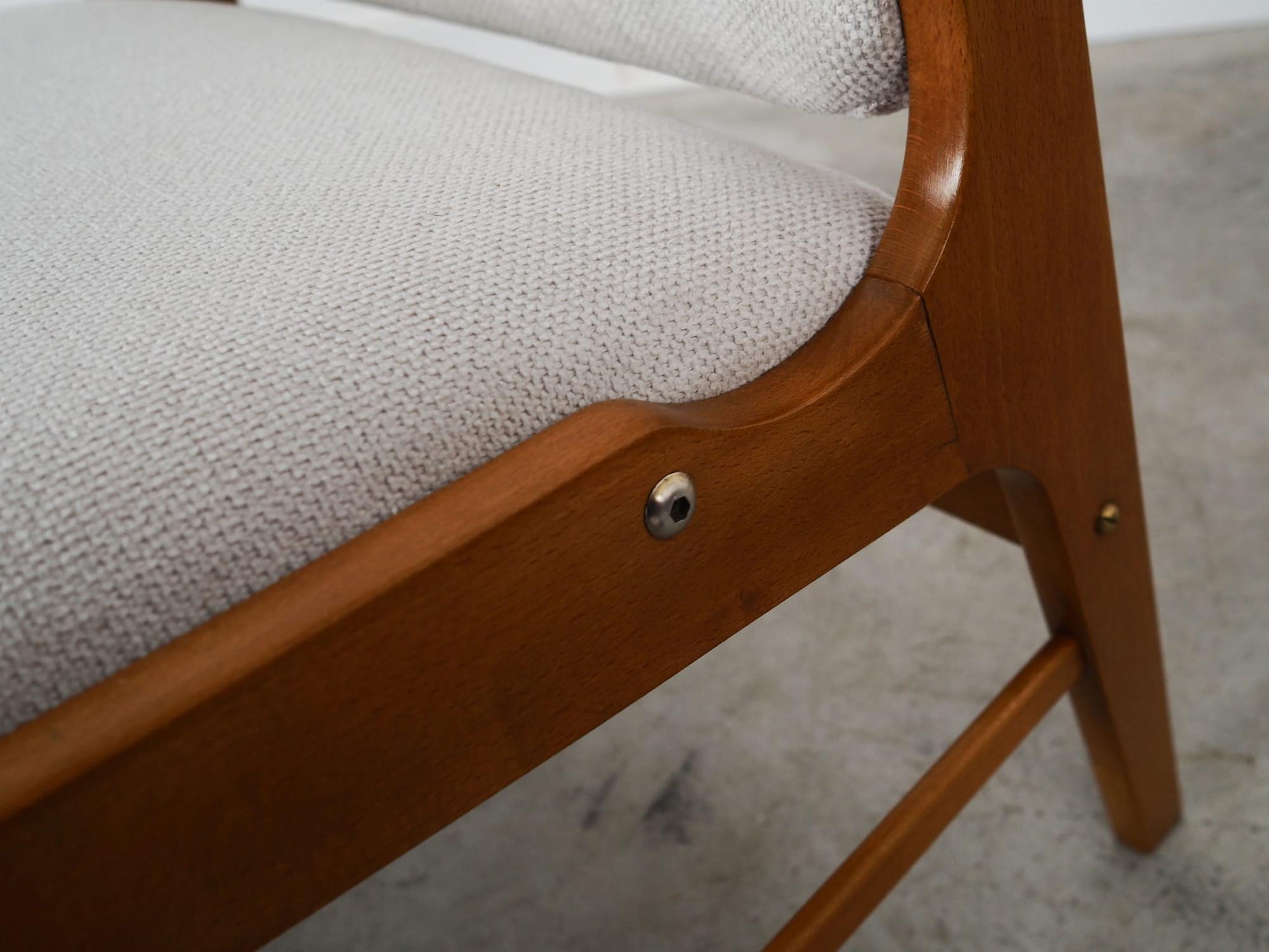 Vintage Sessel Buchenholz Textil Weiß 1960er Jahre 10