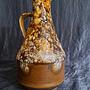 Vintage Keramik Vase Braun Weiß 1
