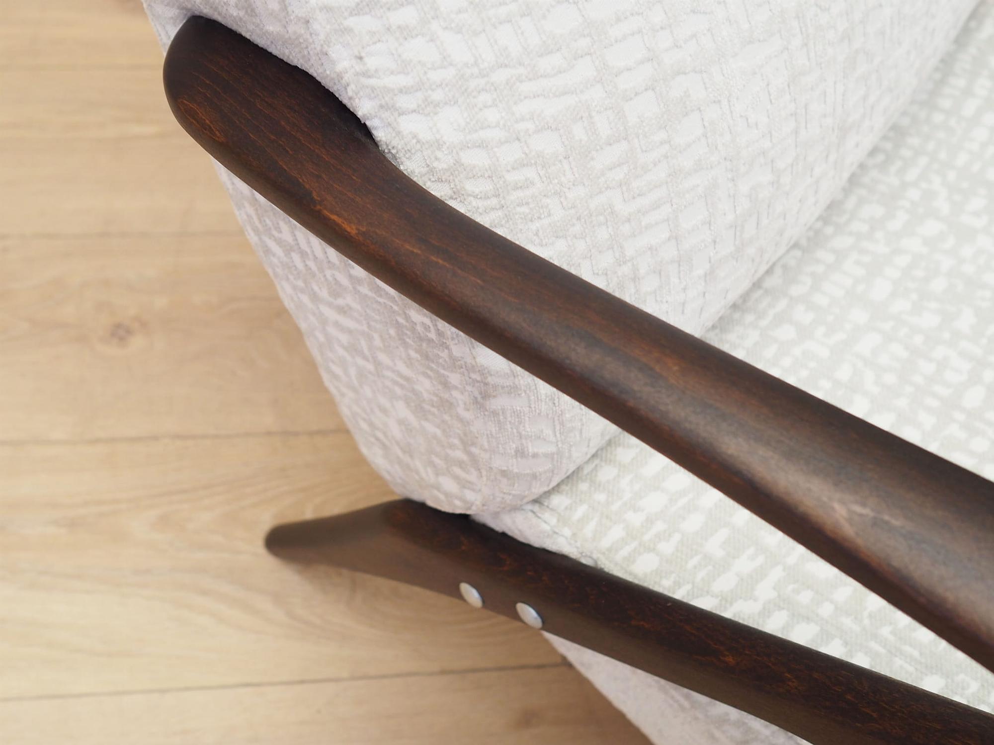 Vintage armchair beech wood textile white 1970s 12