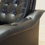 Armchair Faux Leather Black 1980s 13