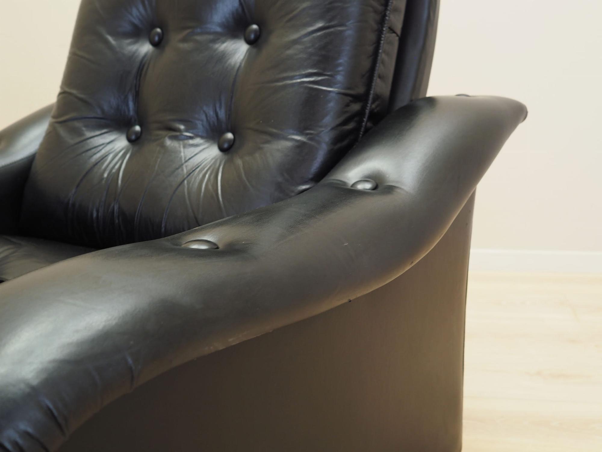 Armchair Faux Leather Black 1980s 13