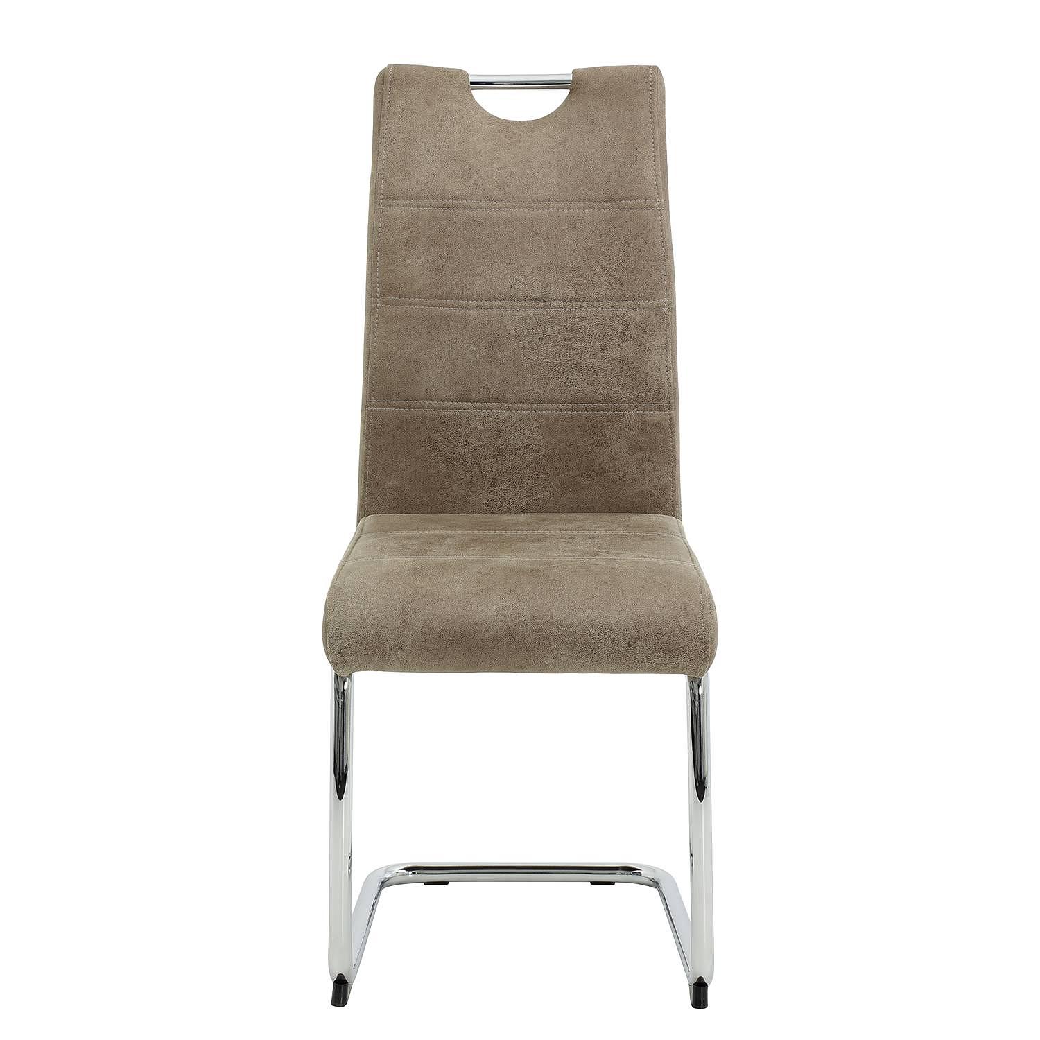 La Paz Freischwinger  4er-Set Microfaser Stahl Taupe 4