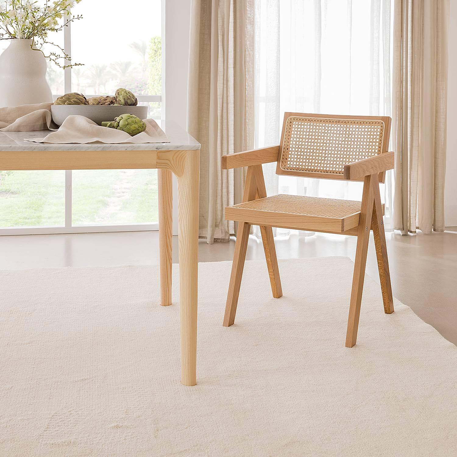 Armchair WALS with Viennese wicker Oak Solid 4