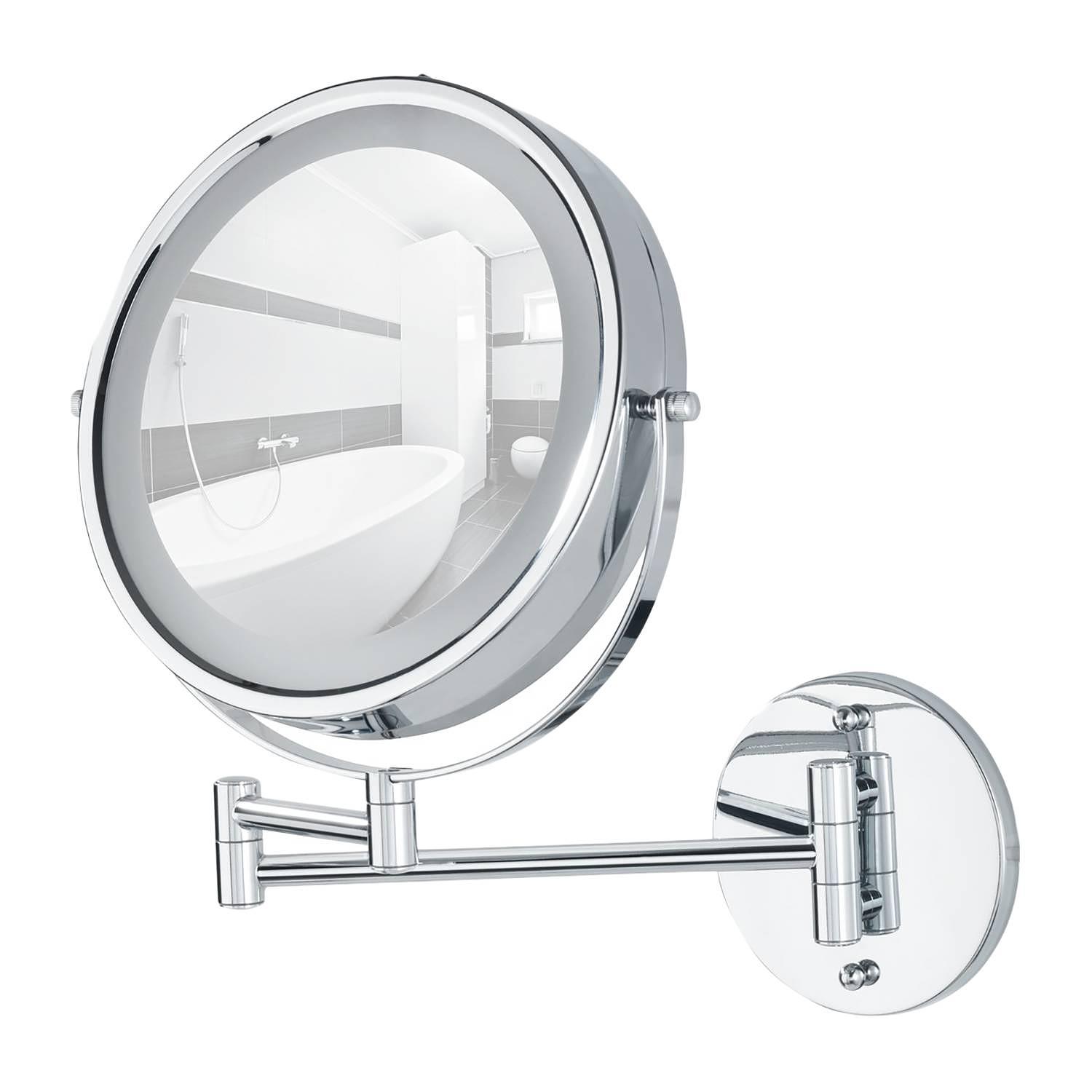 Power-Loc LED Wandspiegel Lumi Silber Stahl Spiegelglas 0