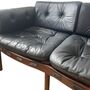 Sofa 3-Sitzer Leder Holz Schwarz 1970er Jahre 3