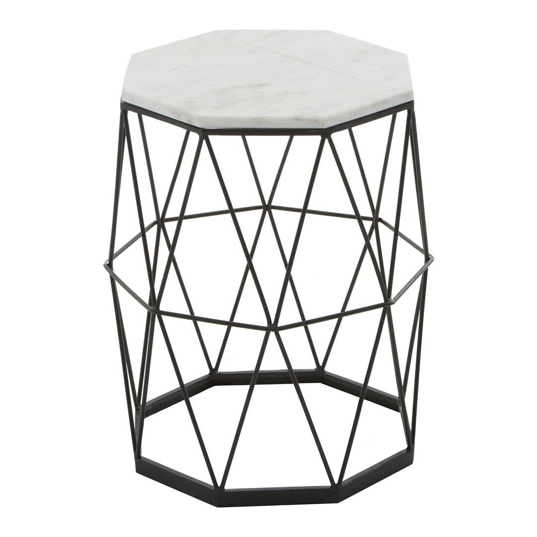 Shalimar Round Side Table Metal Marble 1