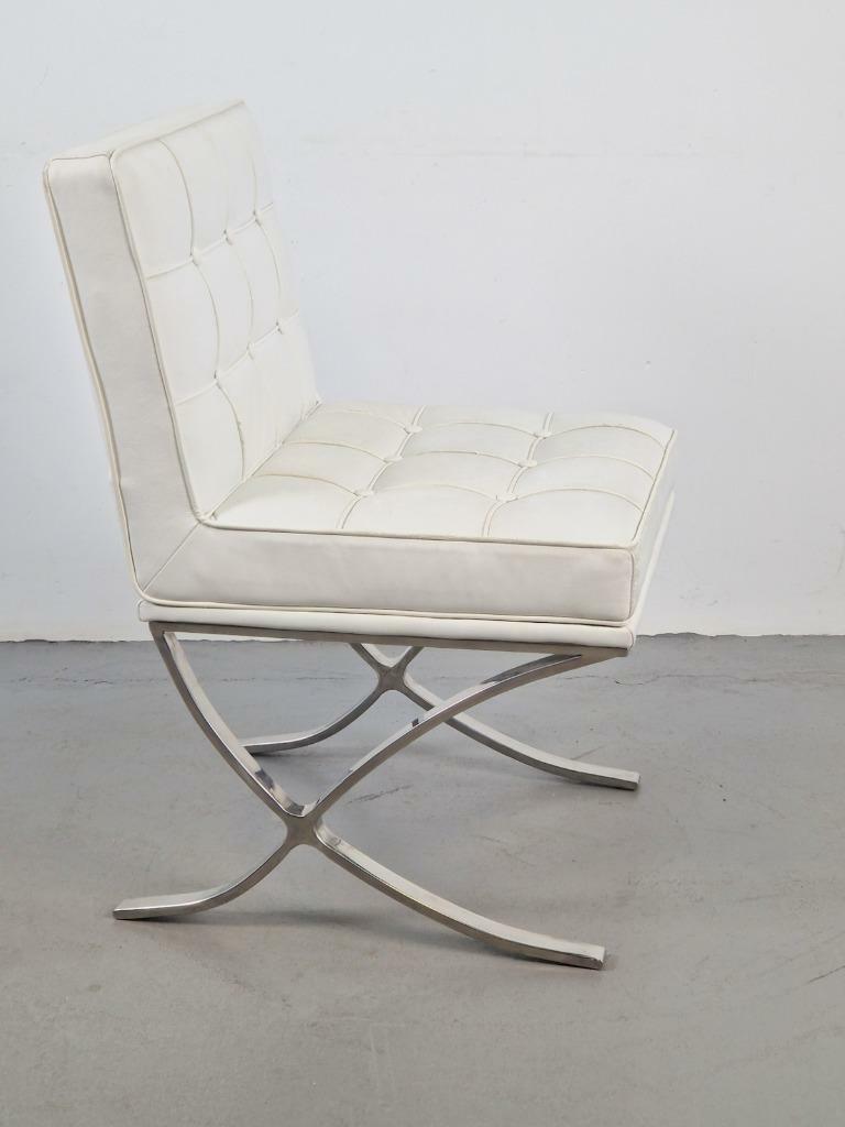 Vintage Stuhl Metall Kunstleder Weiß  4