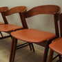 4x Chair Teak Wood Faux Leather Beige 1970s 9