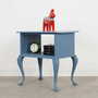 Vintage side table Oak wood Blue 1960s 2