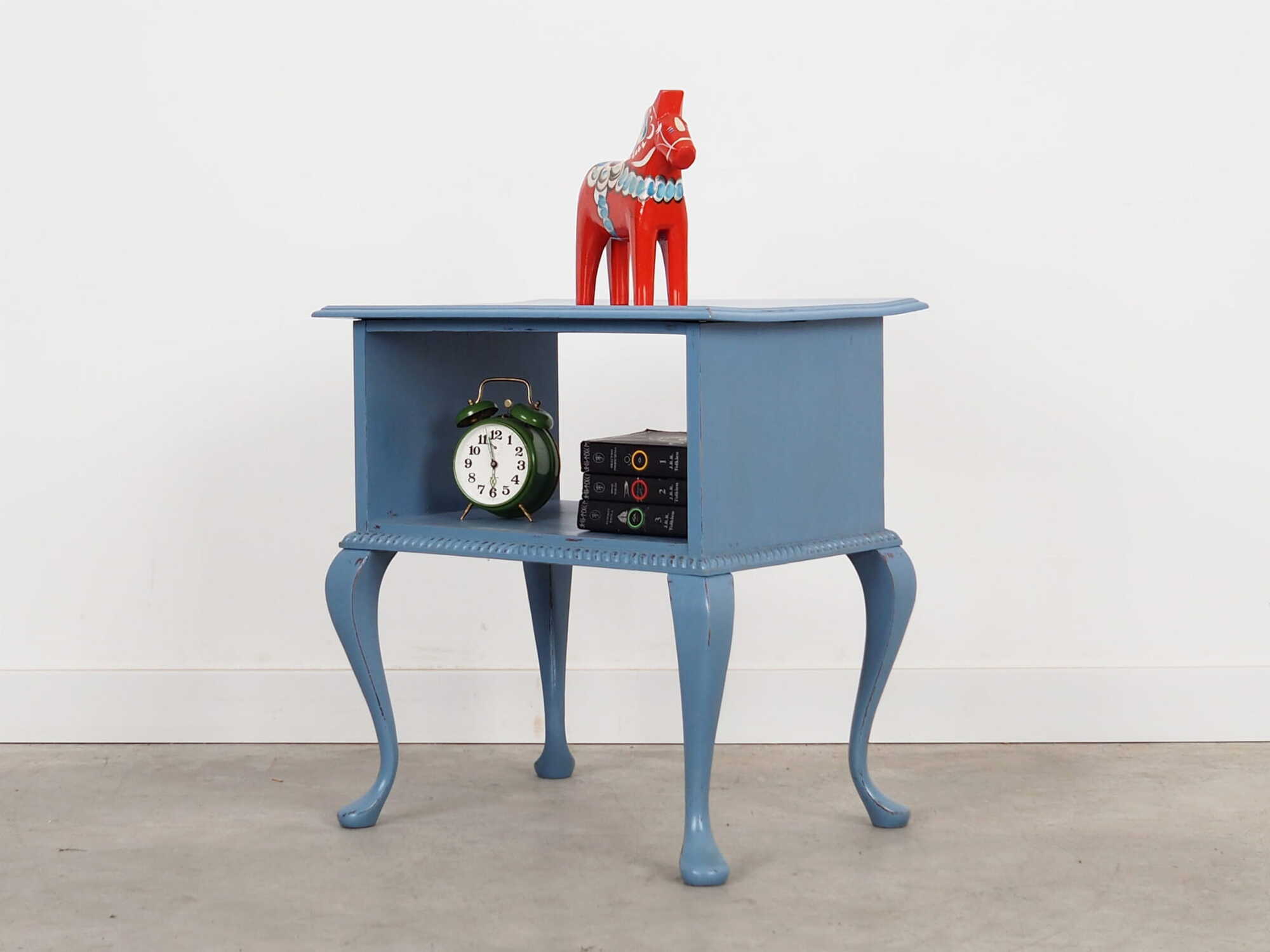 Vintage side table Oak wood Blue 1960s 2