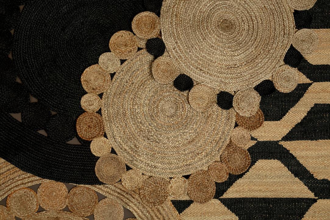 Bosie Demir Runder Teppich Jute Schwarz 3