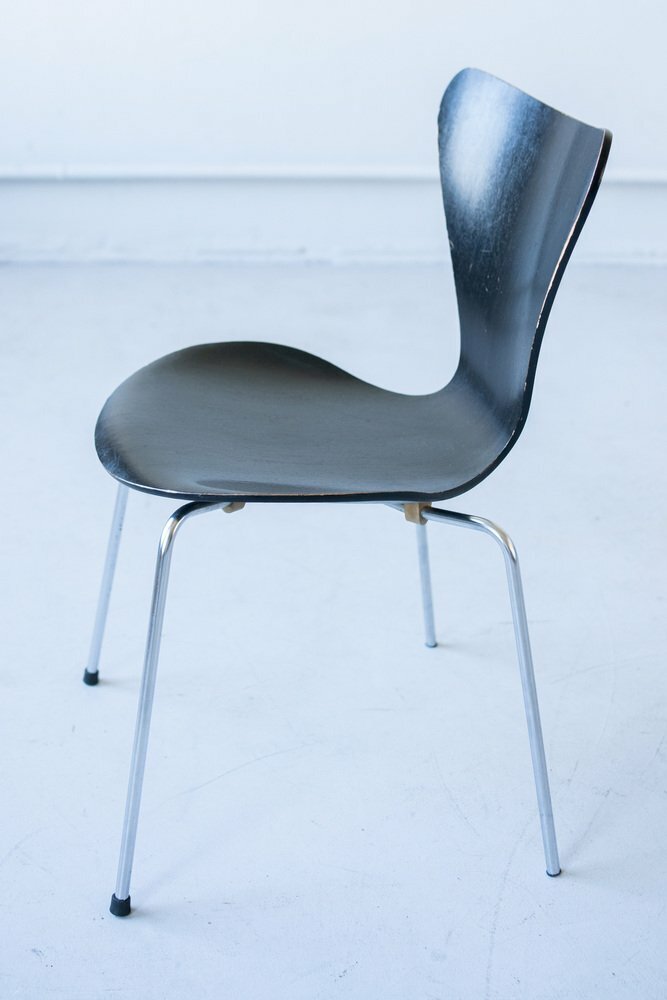 6x Vintage Arne Jacobsen Serie 7 Stuhl Holz Stahl Schwarz 4
