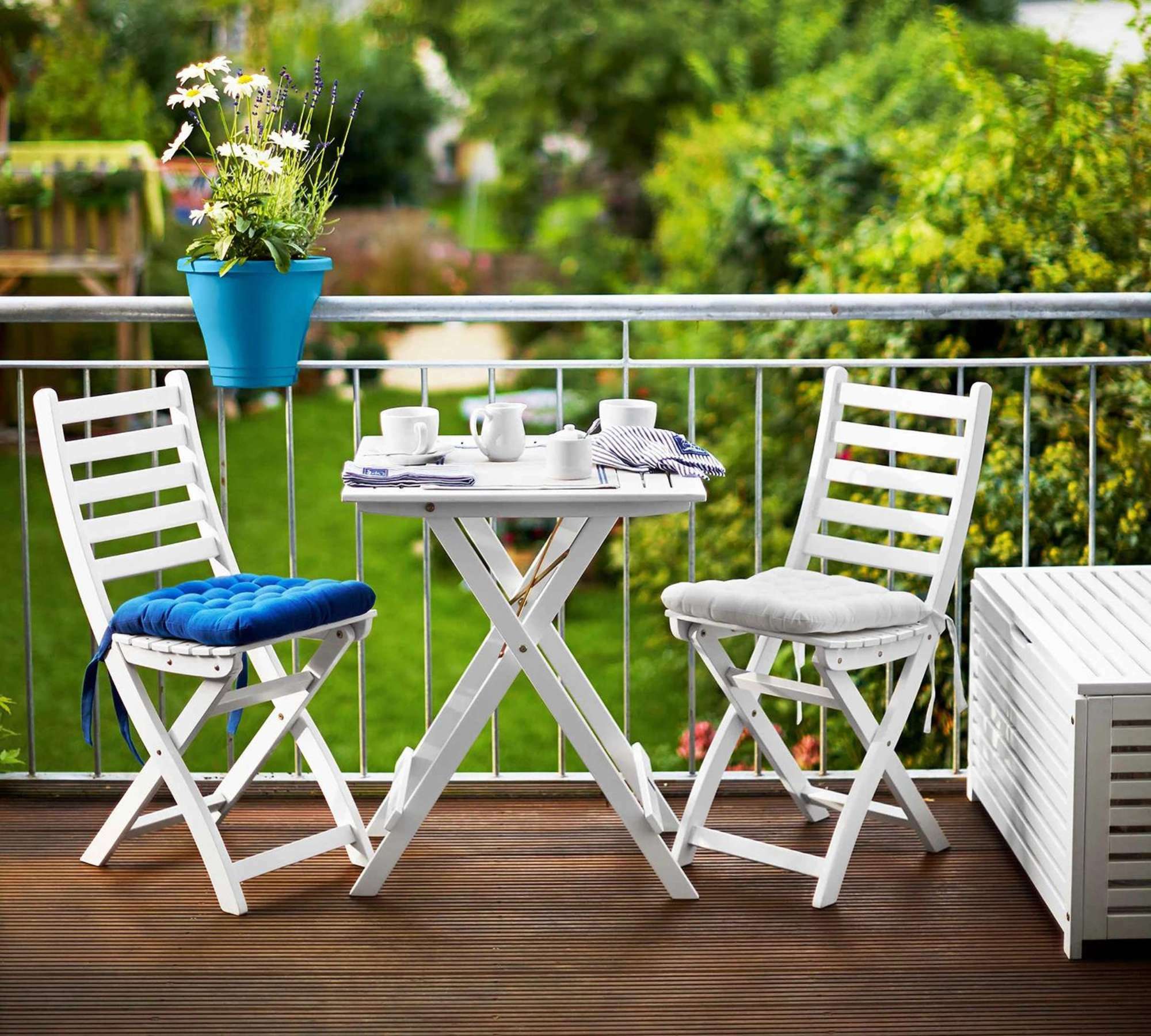 Gartentisch Akazienholz Weiß 0