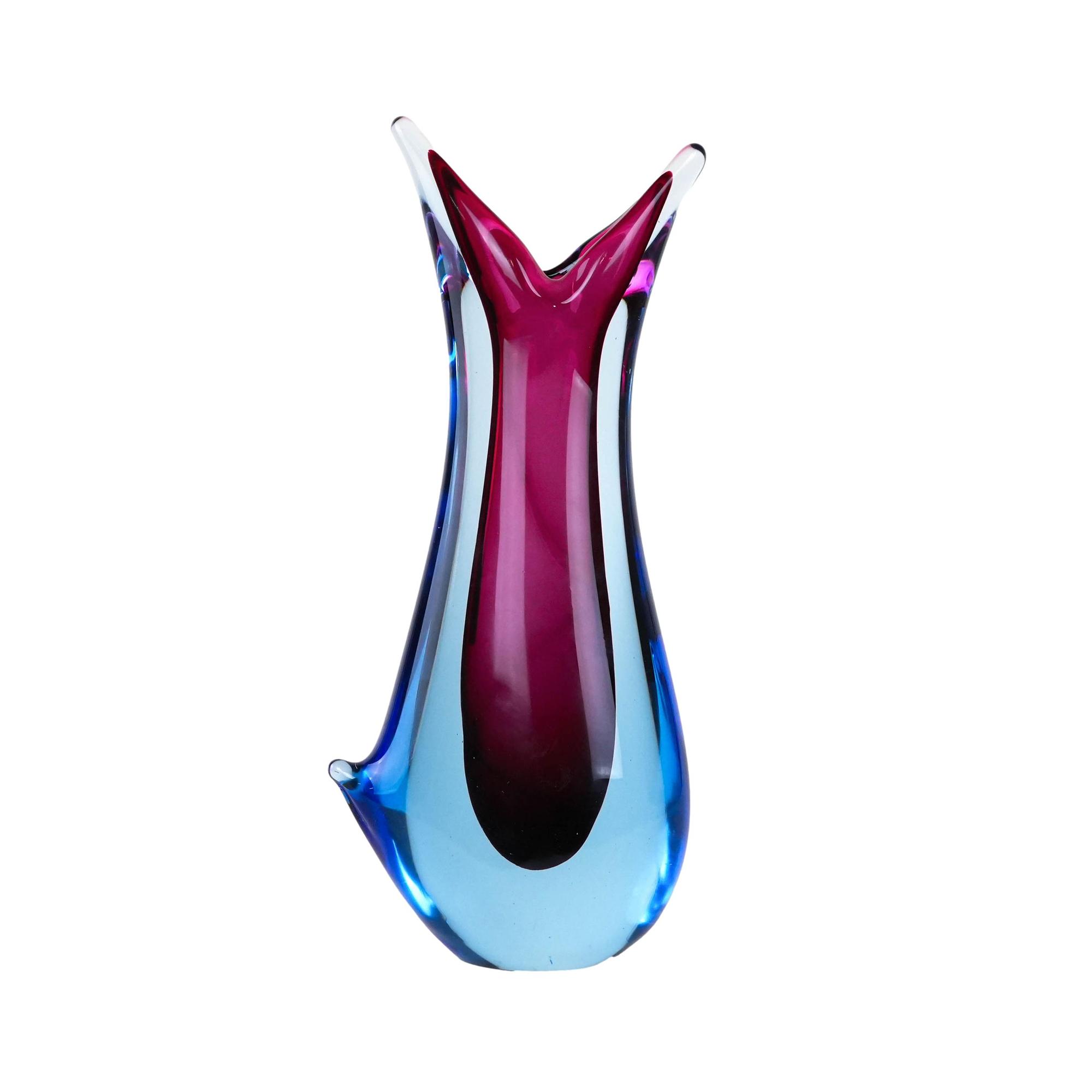 Vase Murano glass Blue 1960s 0