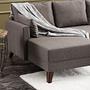 Bella Sofa Récamiere Links mit Hocker Braun 3