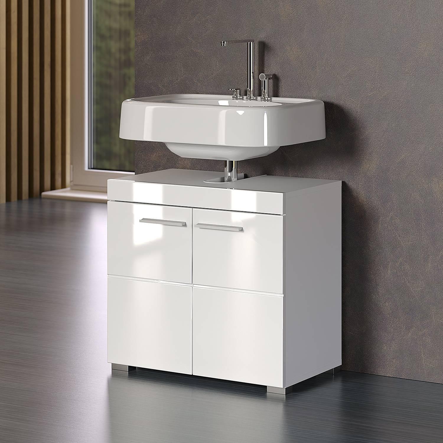 Amanda Waschbeckenunterschrank Hochglanz Weiß 0