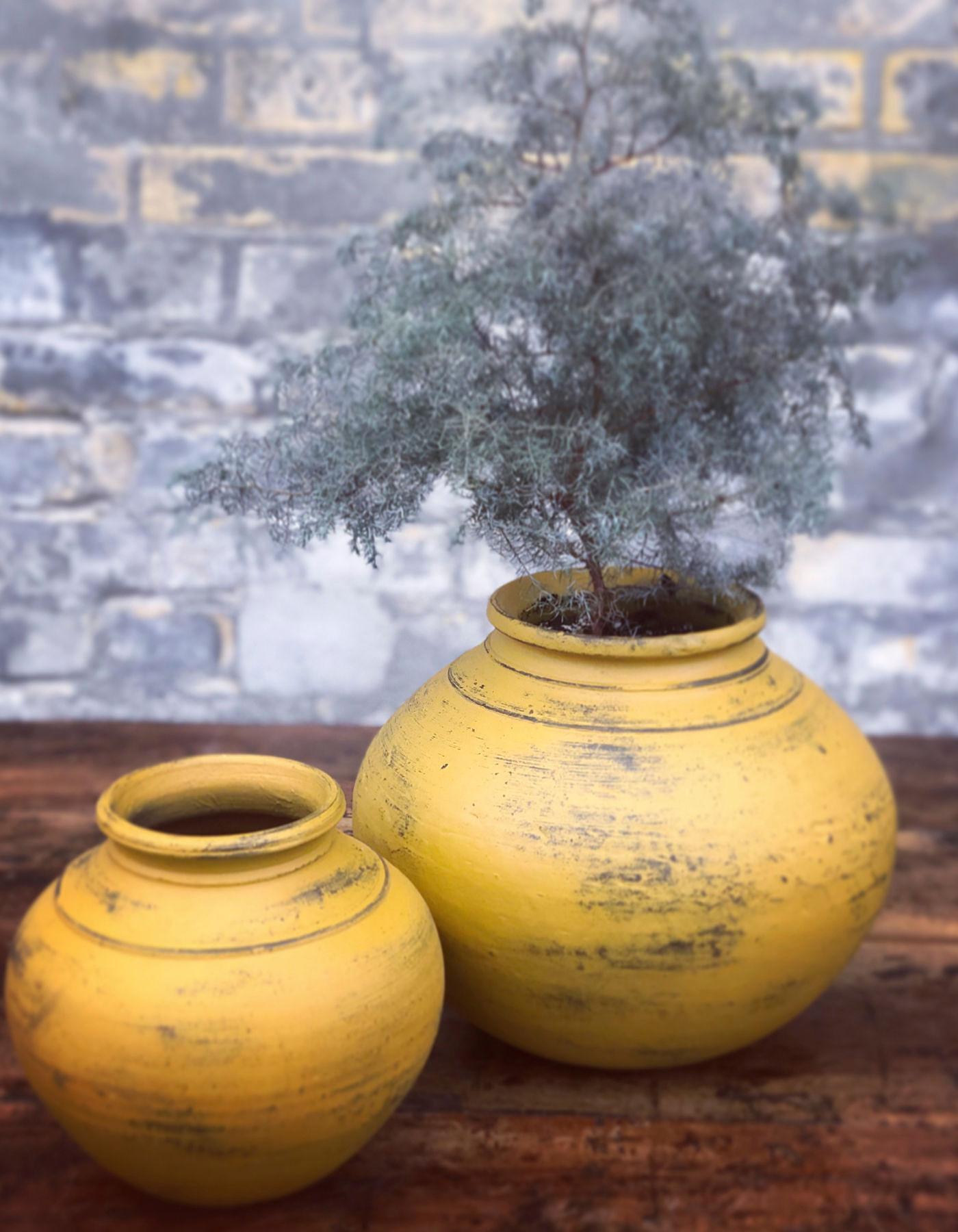 Handmade pot Ceramic Yellow 1