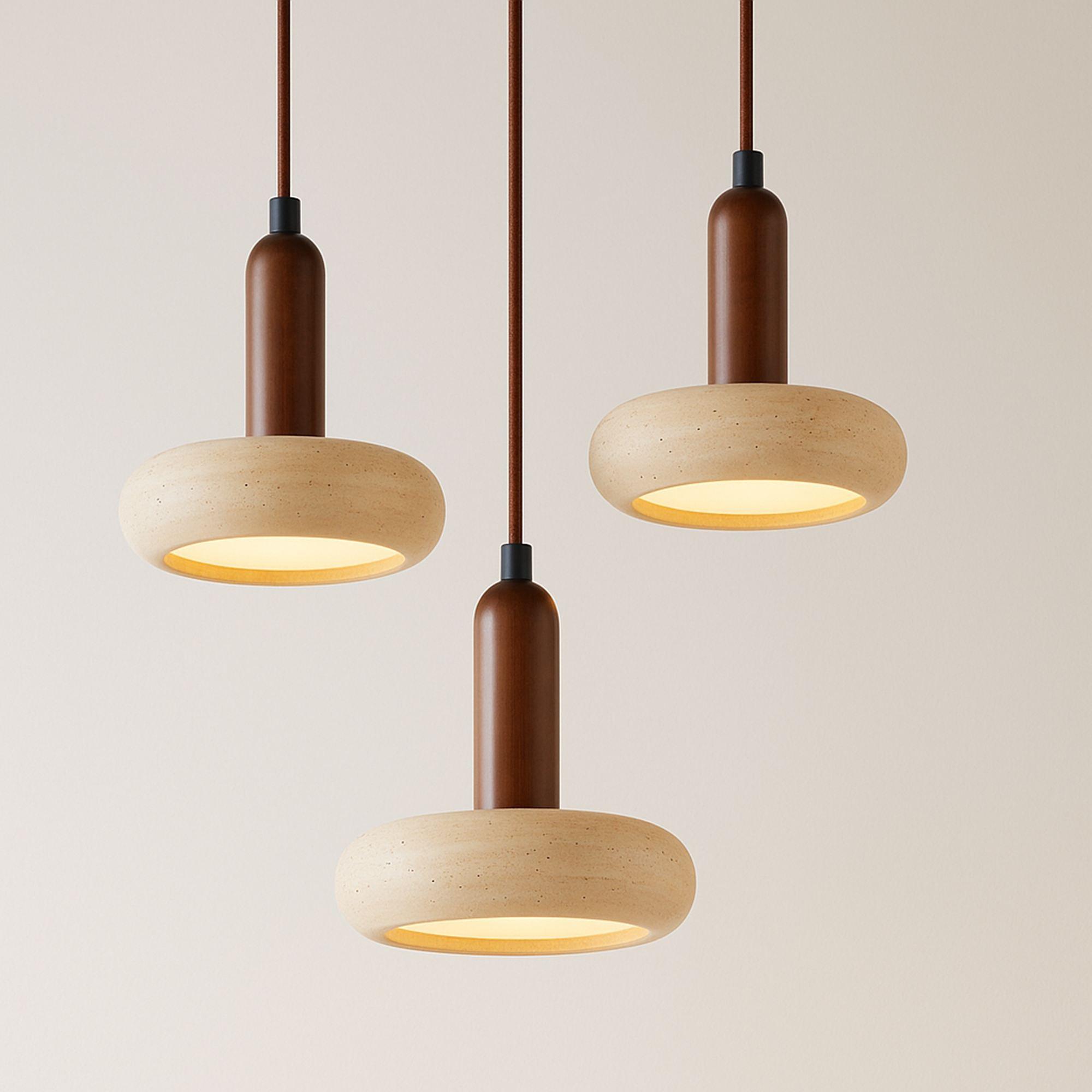 Worm Pendelleuchte Walnussholz Braun 3