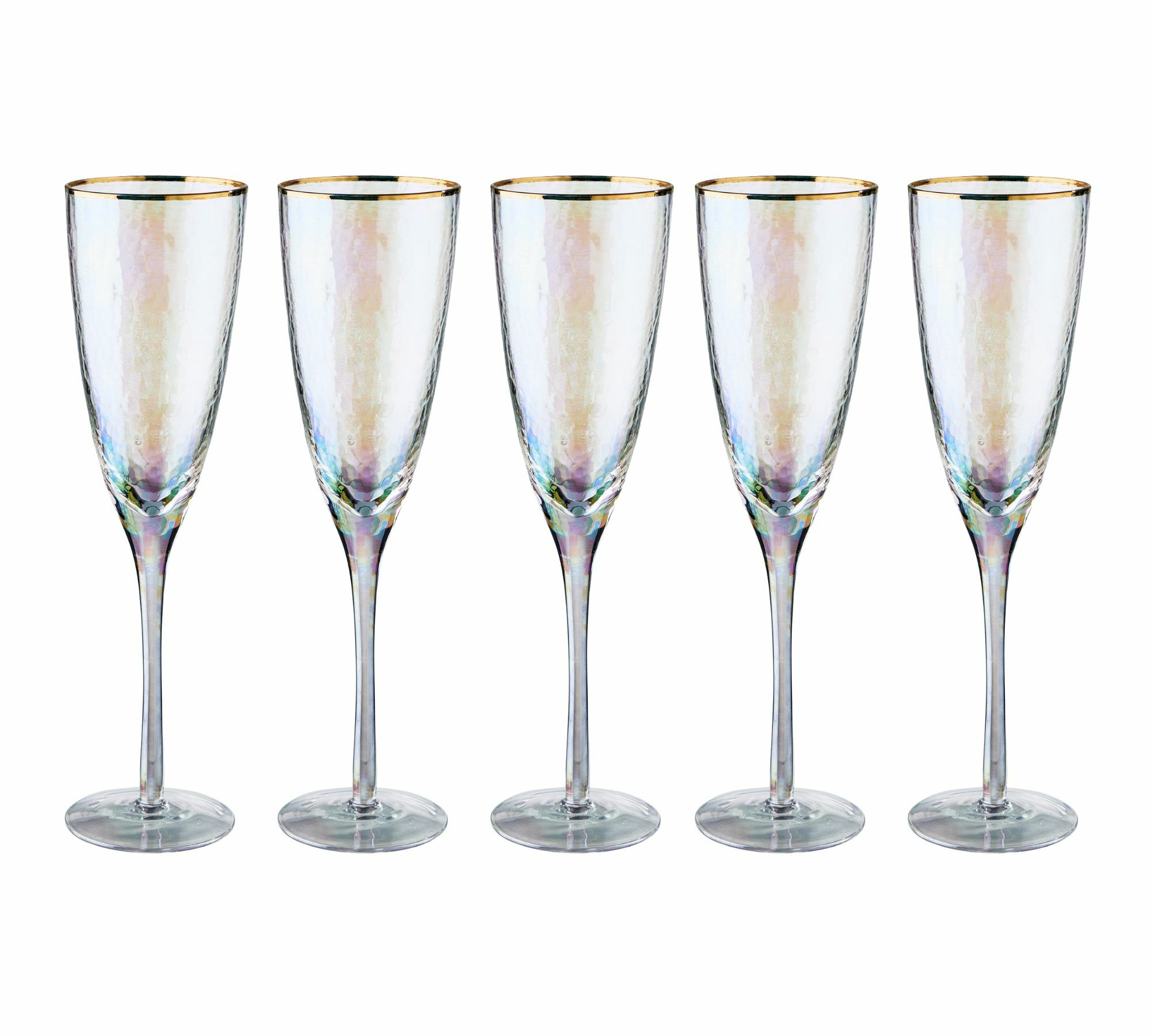 Smeralda 5x Sektglas Set mit Goldrand 250ml  4