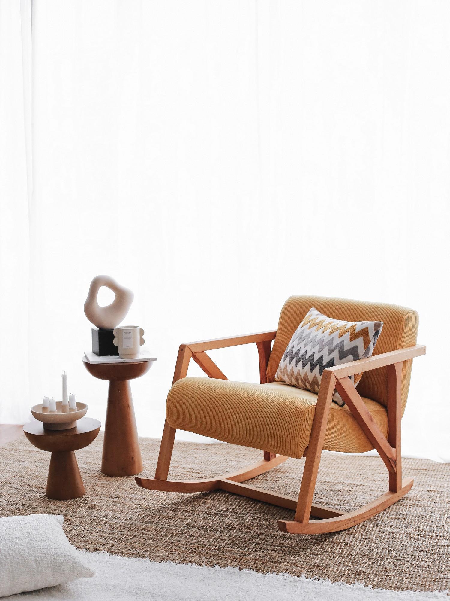 Nini Rocking Children's Chair Velvet Yellow 1