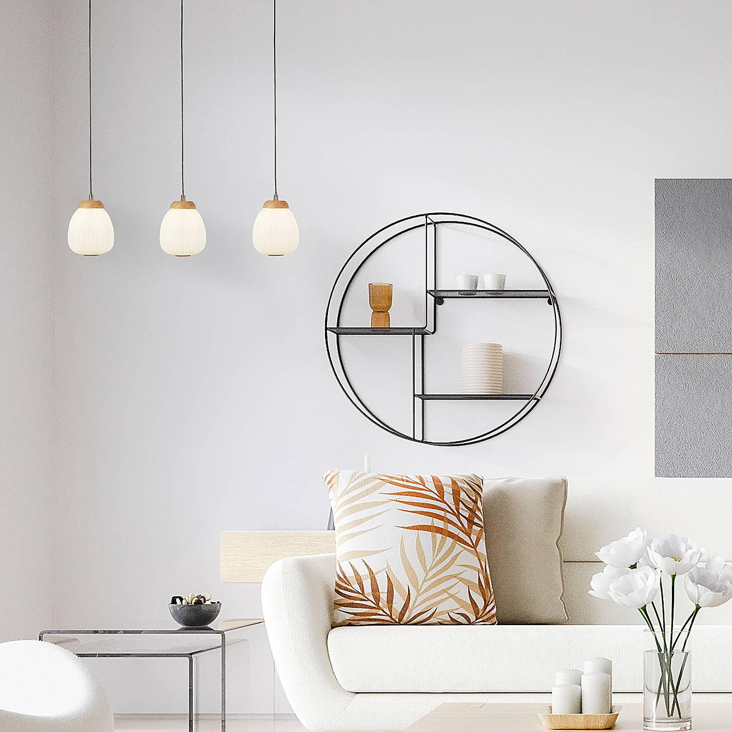 Ella Pendelleuchte 3-Flammig Stahl Opalglas Weiß  3