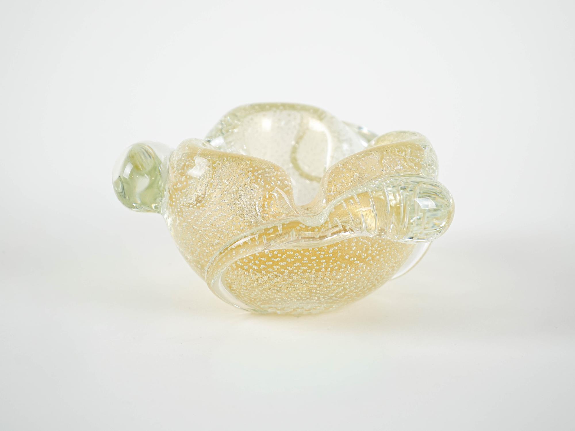 Ashtray Murano glass Yellow 1960s 2