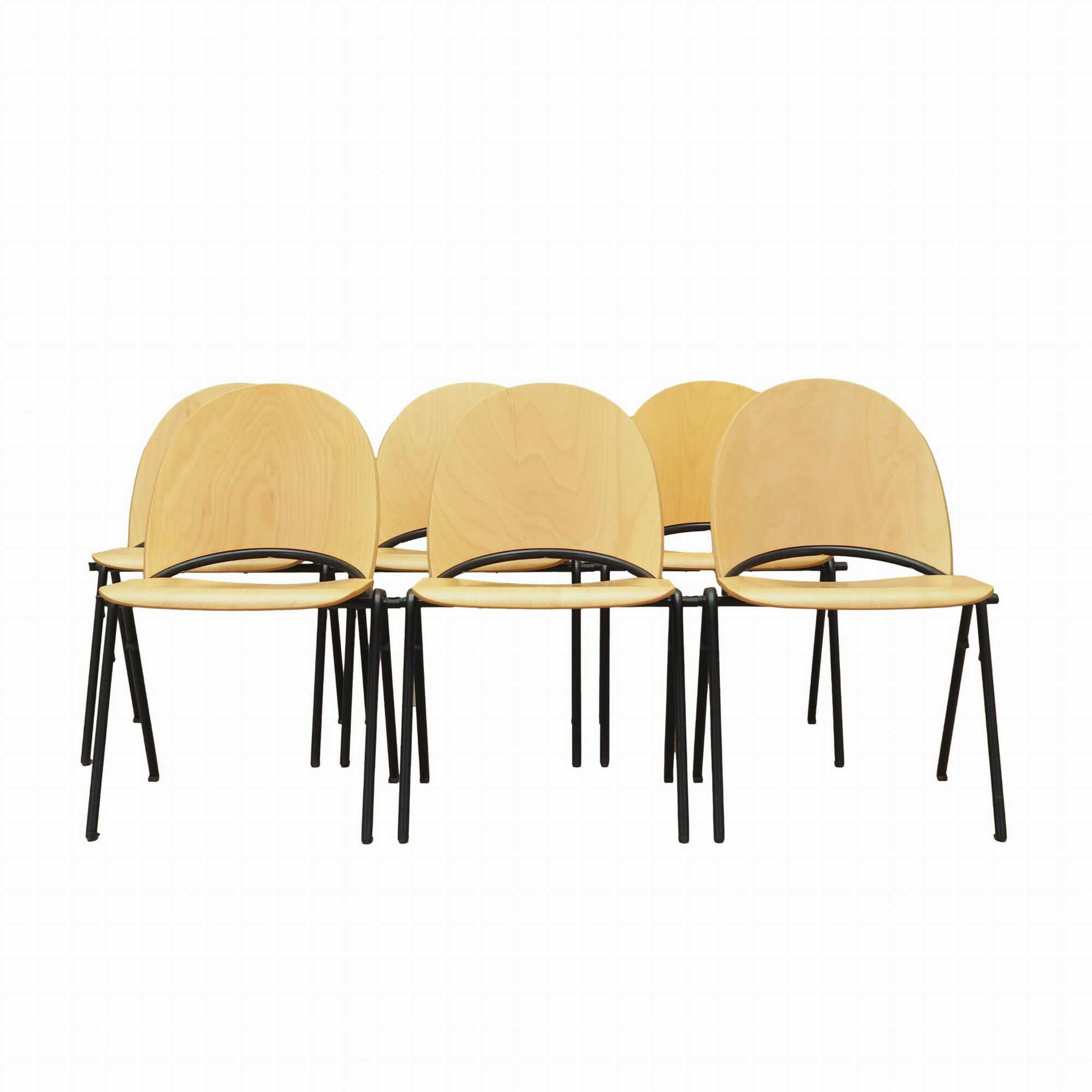 6x Vintage Chair Wood Metal Brown 1970s 0