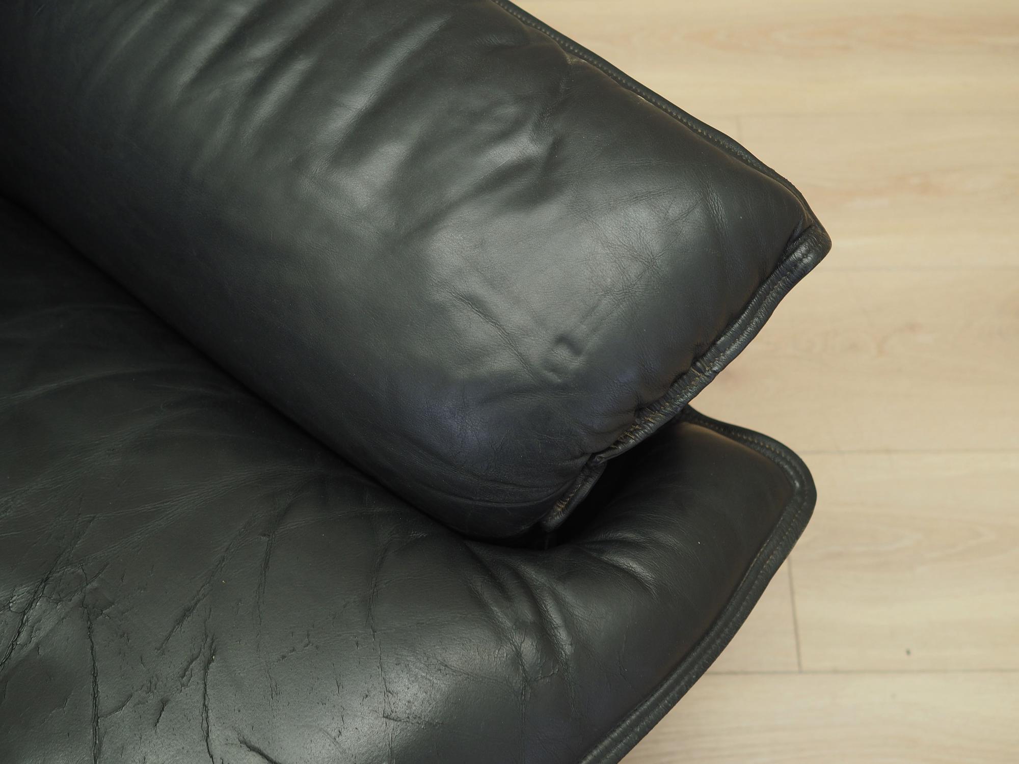 Sessel Leder Schwarz 1960er Jahre 14