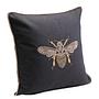 Glitter Bee Decorative Pillow Linen Black 2