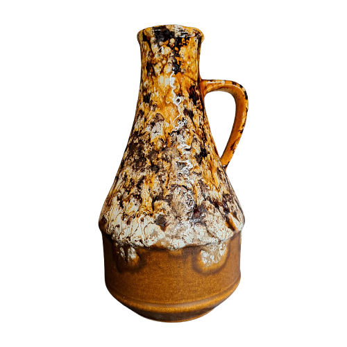 Vintage Keramik Vase Braun Weiß 0