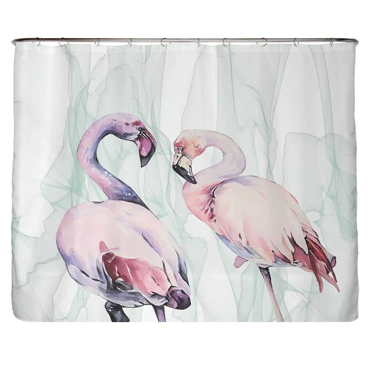 Recycling-Duschvorhang Loving Flamingos Polyester Mehrfarbig 0