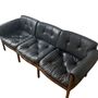 Sofa 3-Sitzer Leder Holz Schwarz 1970er Jahre 5