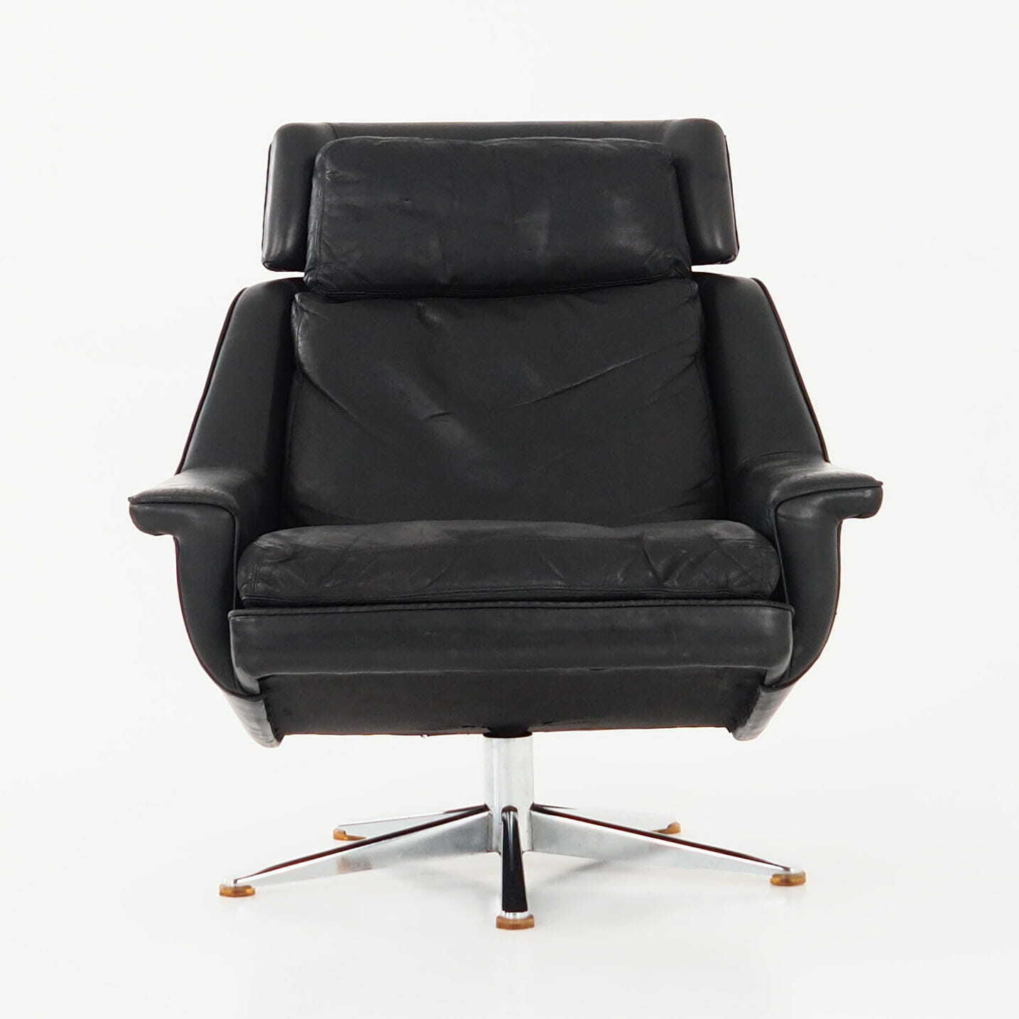 Vintage office chair leather black 1970s 1