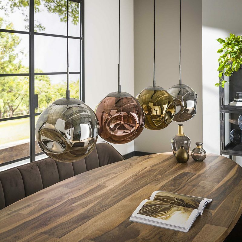 Stellar Hängeleuchte 4-flammig Metall Glas Altsilber 1