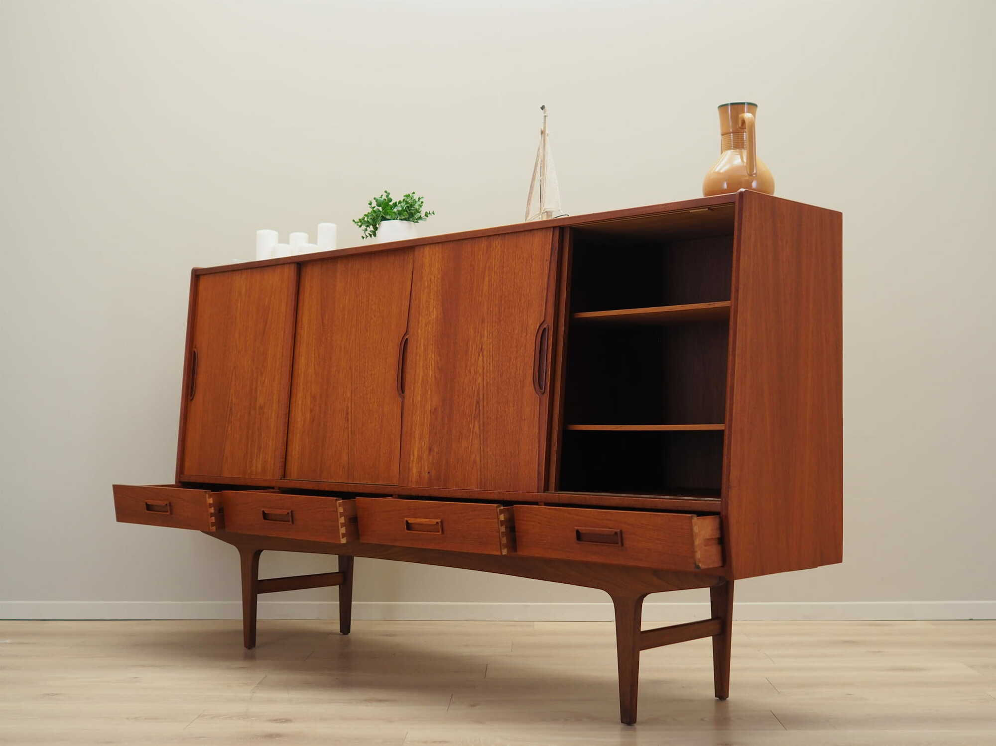 Highboard Holz Braun 1960er Jahre 4