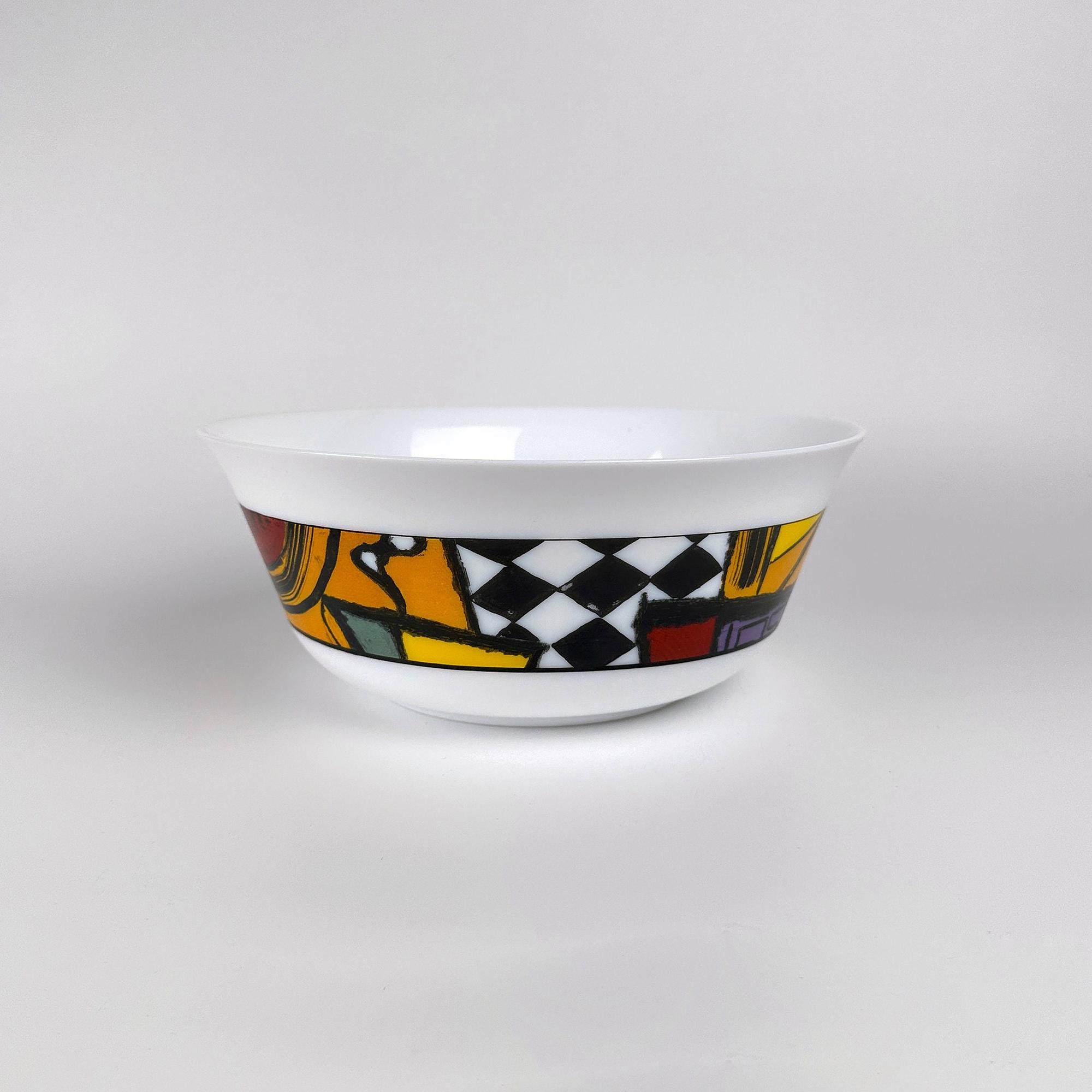 2x fruit bowl frosted glass 1980s 2