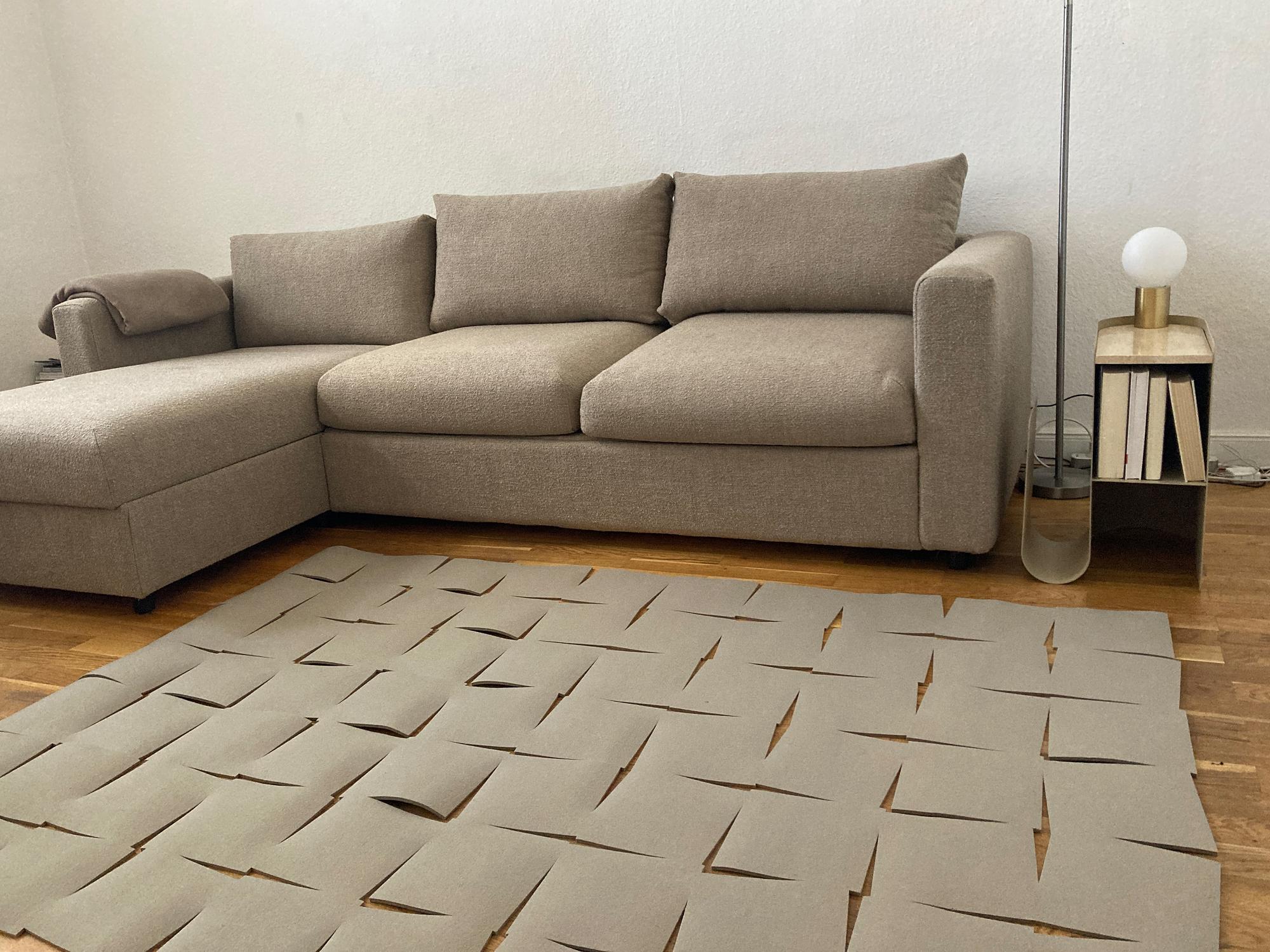 Tiles Teppich Wolle Grau 0