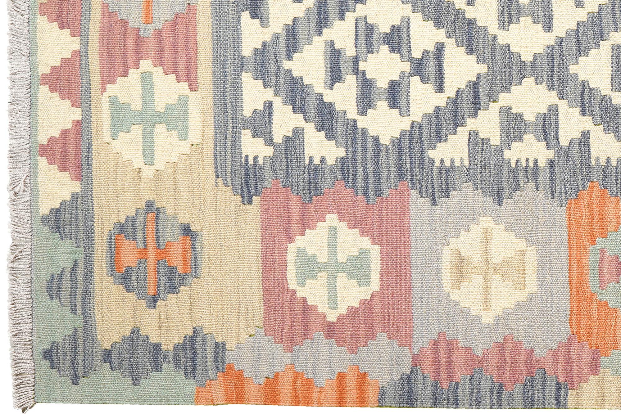 Kelim Gashgai Teppich Wolle Blau 1