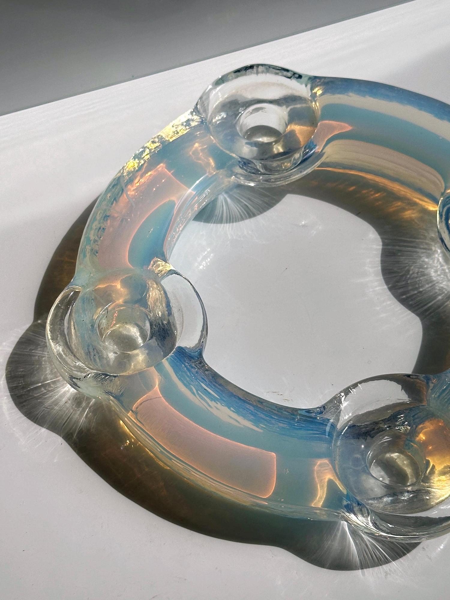 Vintage candlestick opal glass 1960s 2