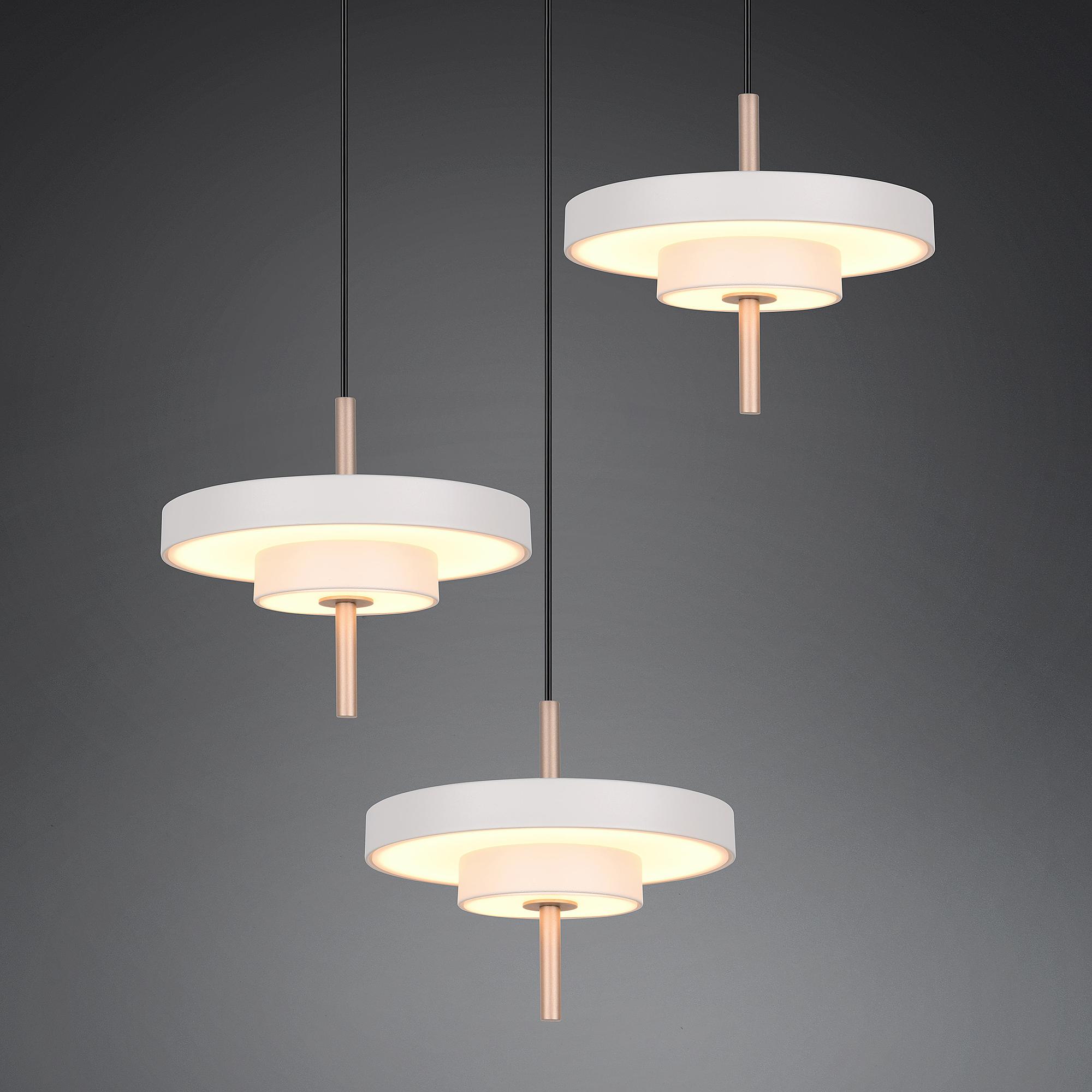 Keaton 3-Flammige LED-Pendelleuchte Rund Polycarbonat Grau 0