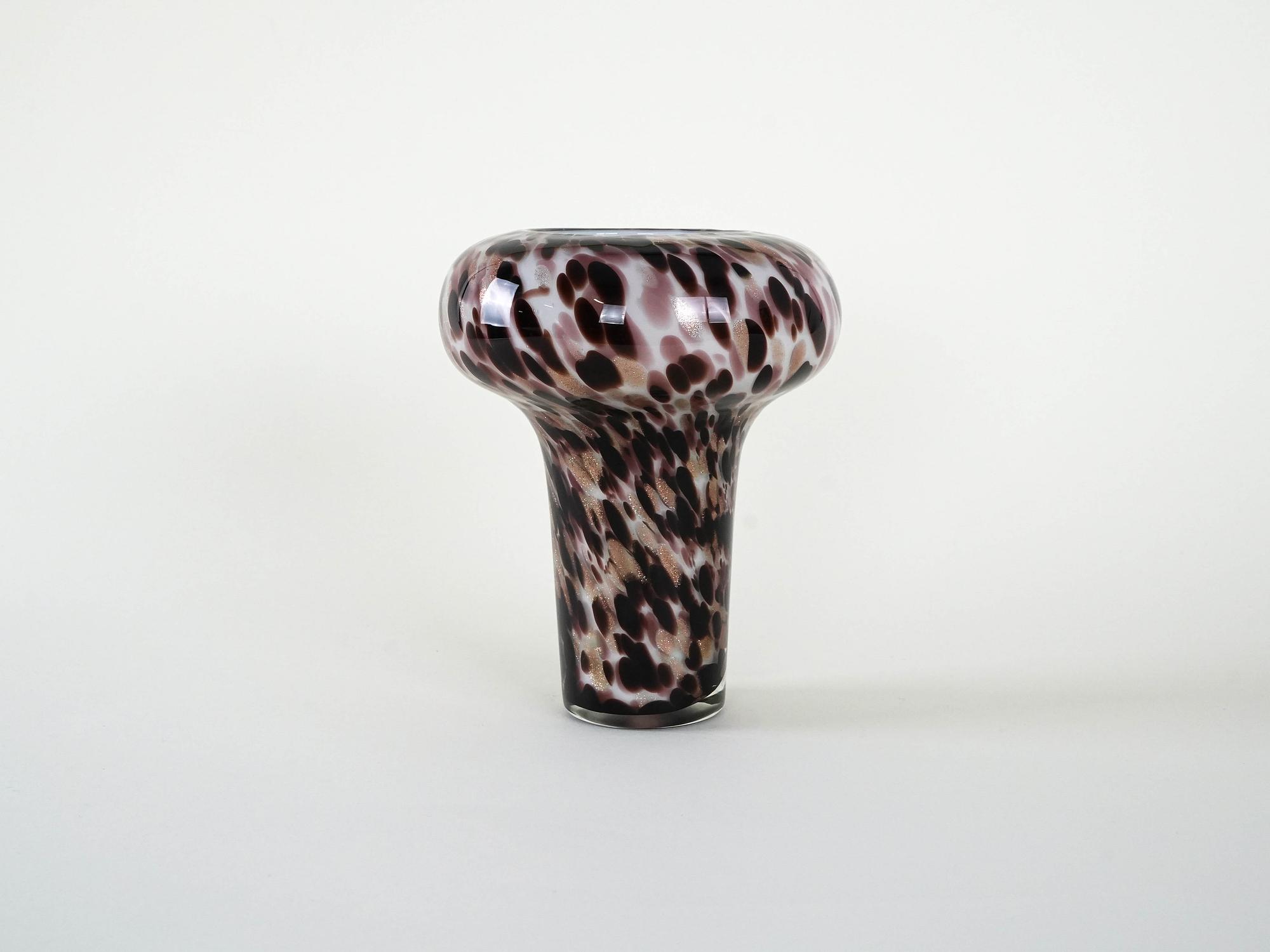 Leopard print glass vase brown 3