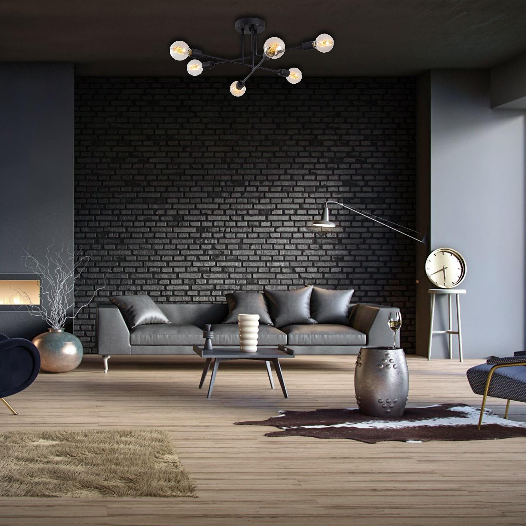 Plafoniera a 6 luci Flower 174-AV ferro nero 5